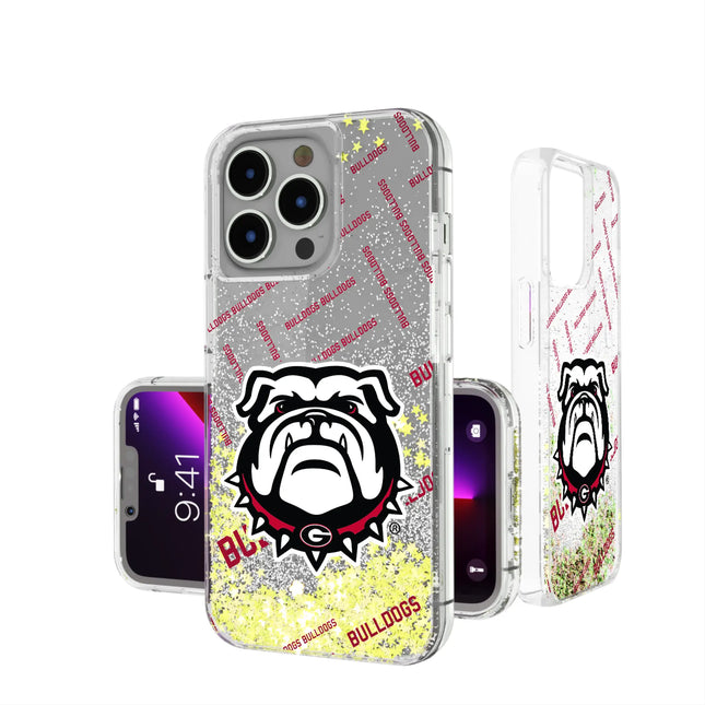 University of Georgia Bulldogs Uga Quadtile Glitter Phone Case for Apple iPhone
