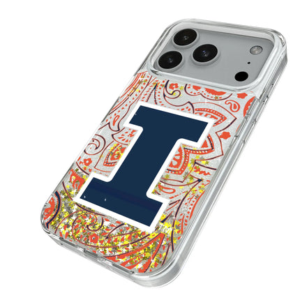 University of Illinois Fighting Illini Paisley Glitter Phone Case for Apple iPhone
