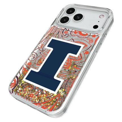 University of Illinois Fighting Illini Paisley Glitter Phone Case for Apple iPhone