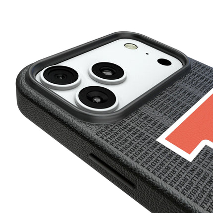 University of Illinois Fighting Illini Text Backdrop MagSafe Compatible Phone Case for Apple iPhone