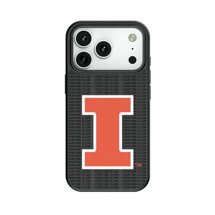 University of Illinois Fighting Illini Text Backdrop MagSafe Compatible Phone Case for Apple iPhone