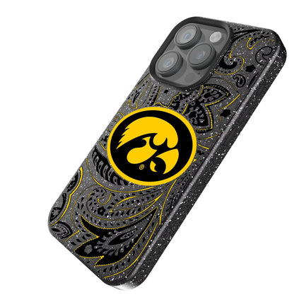 University of Iowa Hawkeyes Paisley Black Bling Phone Case for Apple iPhone