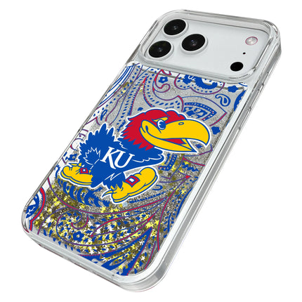 University of Kansas Jayhawks Paisley Glitter Phone Case for Apple iPhone