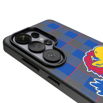 University of Kansas Jayhawks Plaid MagSafe Compatible Phone Case for Samsung Galaxy