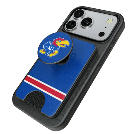 University of Kansas Jayhawks Stripe PopSockets MagSafe-Compatible PopWallet+