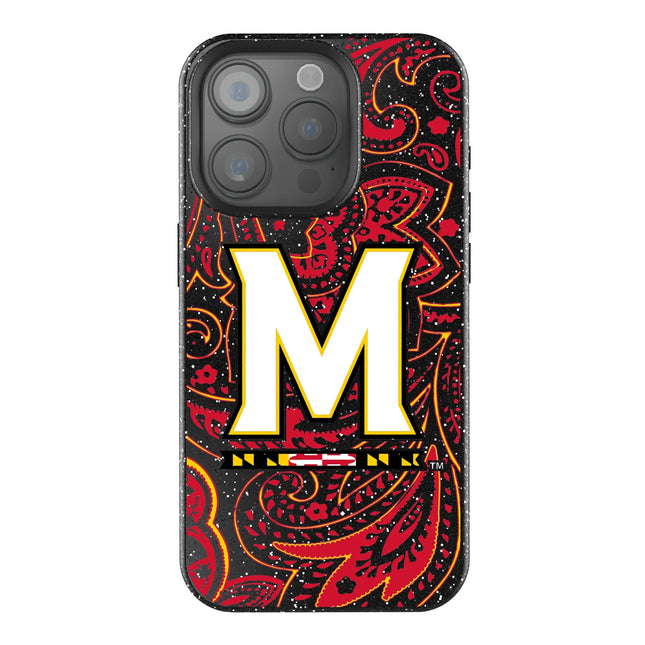 University of Maryland Terrapins Paisley Black Bling Phone Case for Apple iPhone
