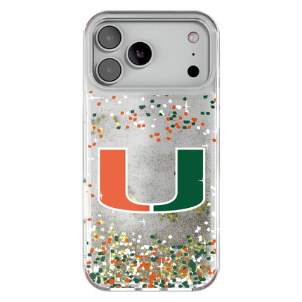 University of Miami Hurricanes Confetti Glitter Phone Case for Apple iPhone