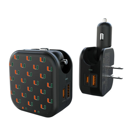 University of Miami Hurricanes Fashion Pattern 2 in 1 USB A/C Charger