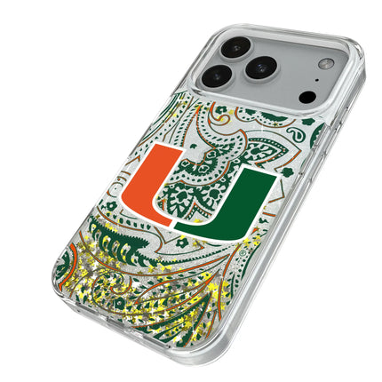 University of Miami Hurricanes Paisley Glitter Phone Case for Apple iPhone