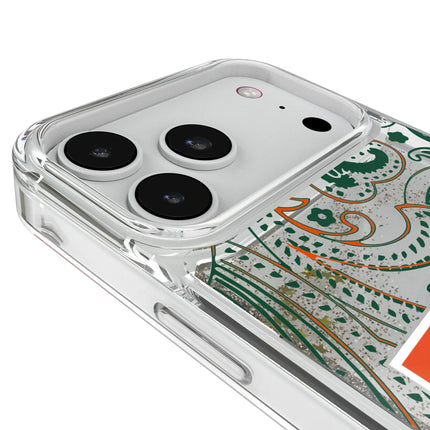 University of Miami Hurricanes Paisley Glitter Phone Case for Apple iPhone