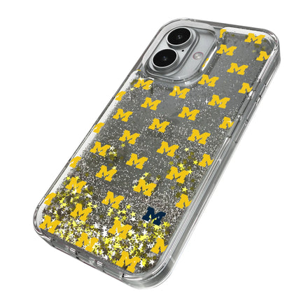 University of Michigan Wolverines Fashion Pattern Glitter Phone Case for Apple iPhone