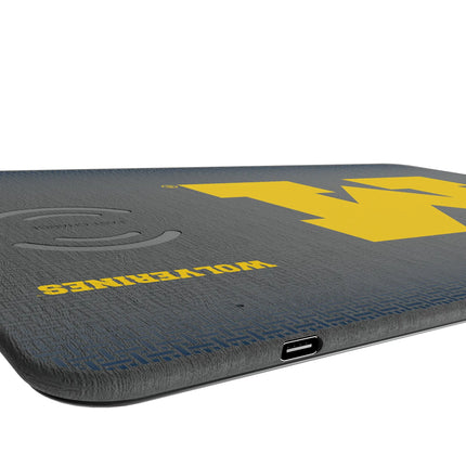 University of Michigan Wolverines Linen 15-Watt Wireless Charger and Mouse Pad
