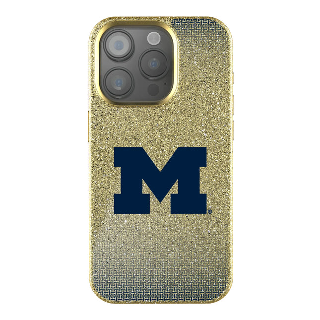 University of Michigan Wolverines Linen Bling Phone Case for Apple iPhone