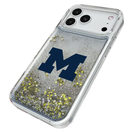 University of Michigan Wolverines Linen Glitter Phone Case for Apple iPhone