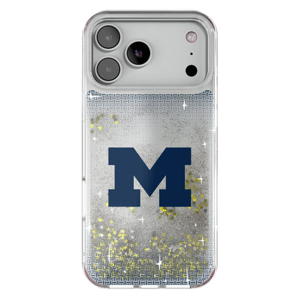 University of Michigan Wolverines Linen Glitter Phone Case for Apple iPhone