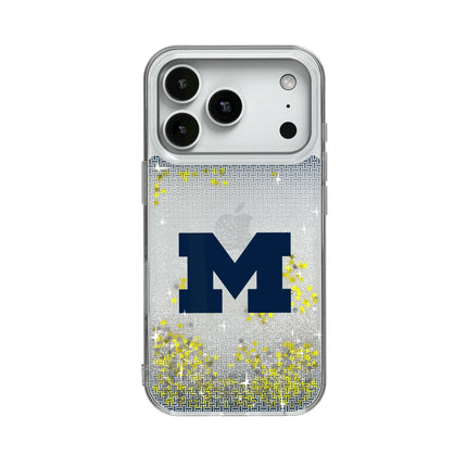 University of Michigan Wolverines Linen Glitter Phone Case for Apple iPhone