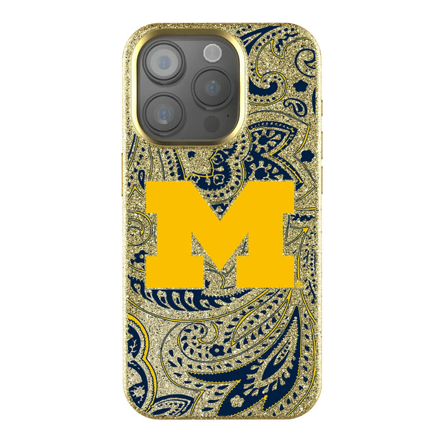 University of Michigan Wolverines Paisley Bling Phone Case for Apple iPhone