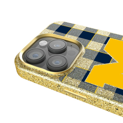 University of Michigan Wolverines Plaid Bling Phone Case for Apple iPhone