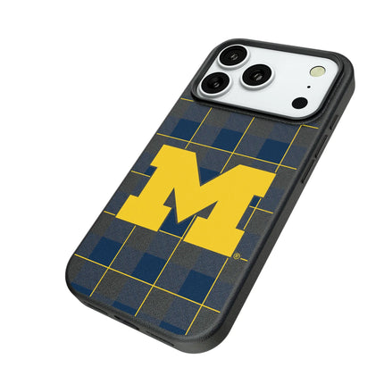 University of Michigan Wolverines Plaid MagSafe Compatible Phone Case for Apple iPhone