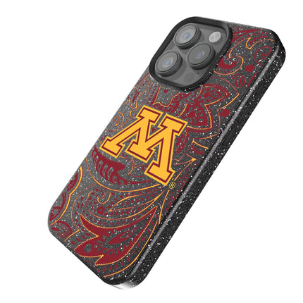 University of Minnesota Golden Gophers Paisley Black Bling Phone Case for Apple iPhone