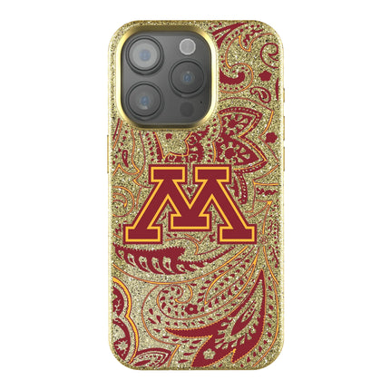 University of Minnesota Golden Gophers Paisley Bling Phone Case for Apple iPhone