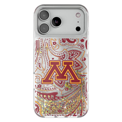 University of Minnesota Golden Gophers Paisley Glitter Phone Case for Apple iPhone