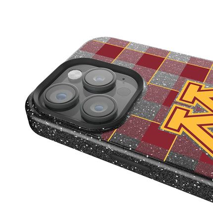 University of Minnesota Golden Gophers Plaid Black Bling Phone Case for Apple iPhone