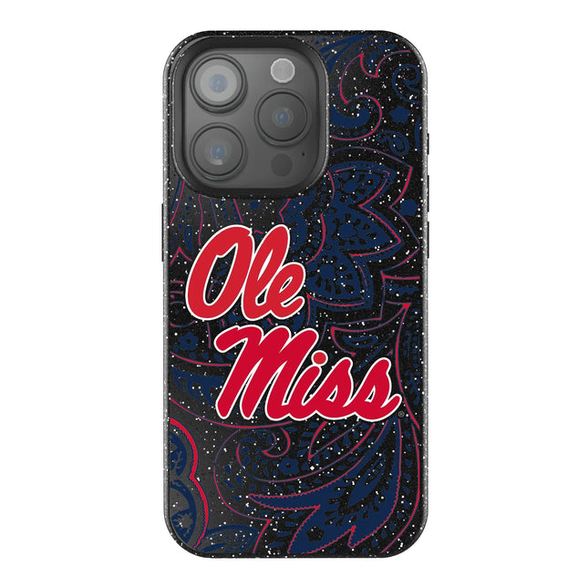 University of Mississippi Rebels Paisley Black Bling Phone Case for Apple iPhone