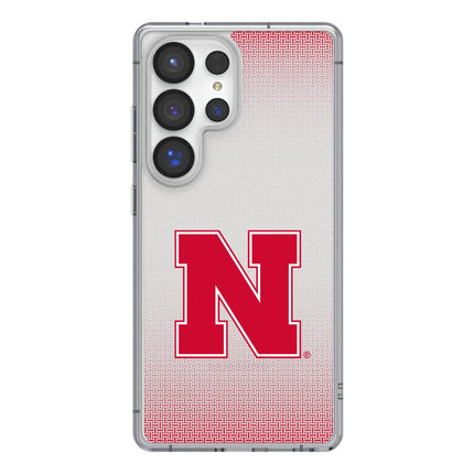 University of Nebraska Huskers Block N Linen Clear Phone Case for Samsung Galaxy