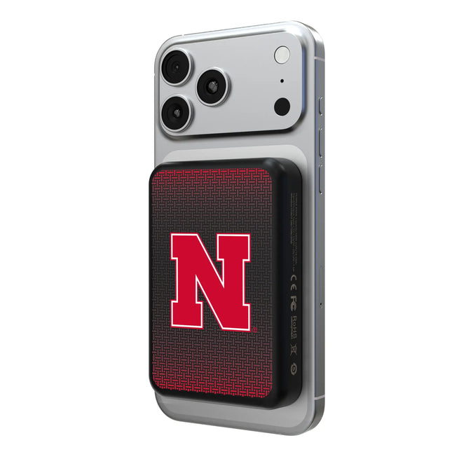 University of Nebraska Huskers Block N Linen Wireless Mag Power Bank