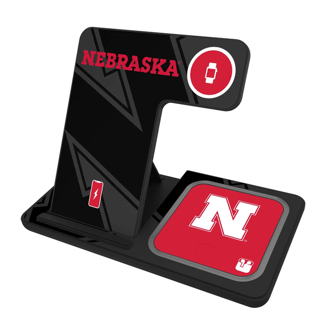 University of Nebraska Huskers Block N Monocolor Tilt 3 in 1 Charging Station