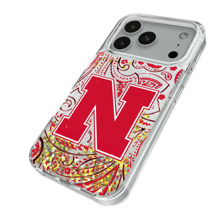 University of Nebraska Huskers Block N Paisley Glitter Phone Case for Apple iPhone