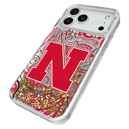 University of Nebraska Huskers Block N Paisley Glitter Phone Case for Apple iPhone
