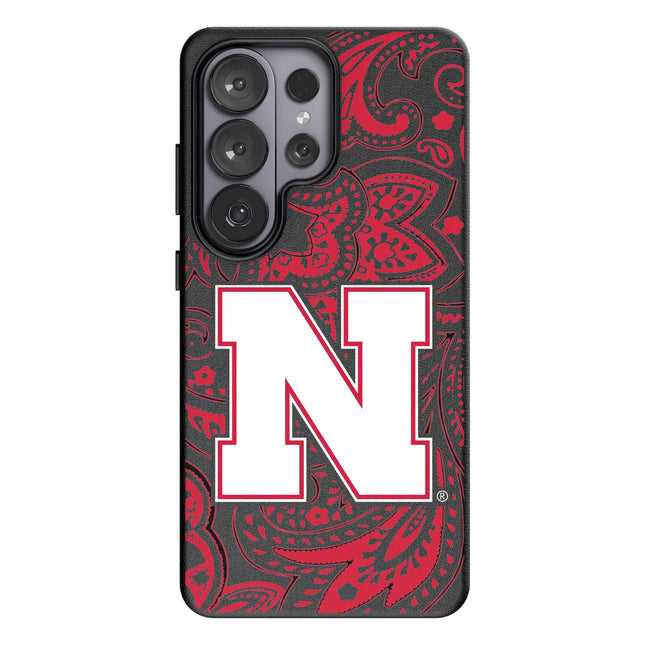 University of Nebraska Huskers Block N Paisley MagSafe Compatible Phone Case for Samsung Galaxy
