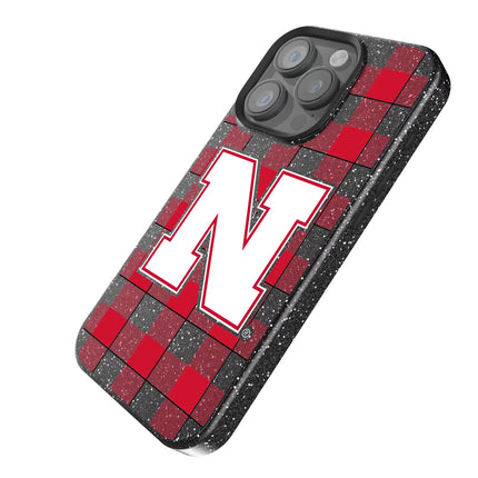 University of Nebraska Huskers Block N Plaid Black Bling Phone Case for Apple iPhone