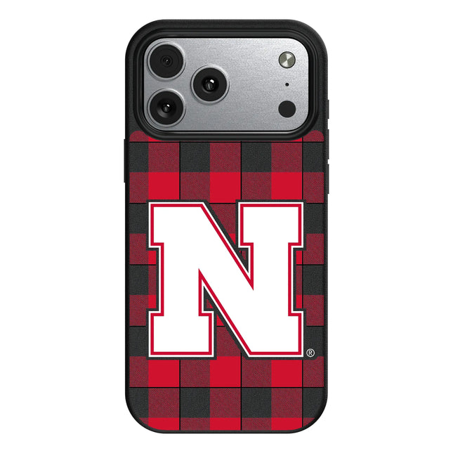 University of Nebraska Huskers Block N Plaid MagSafe Compatible Phone Case for Apple iPhone