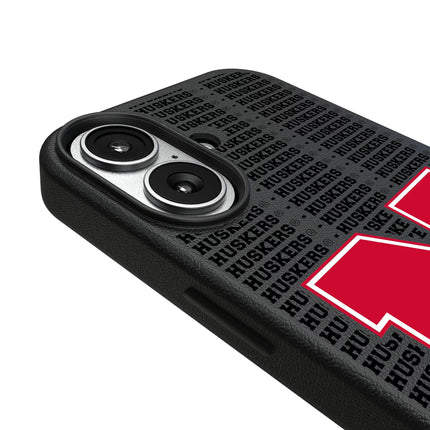 University of Nebraska Huskers Block N Text Backdrop MagSafe Compatible Phone Case for Apple iPhone