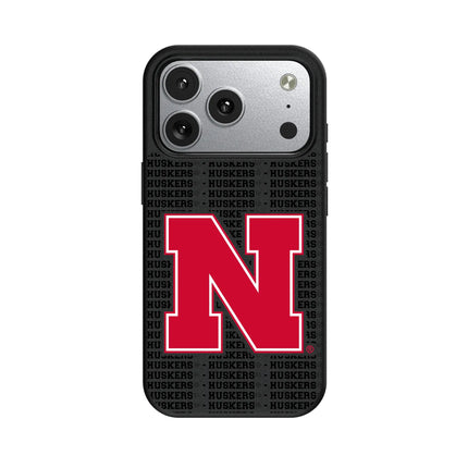 University of Nebraska Huskers Block N Text Backdrop MagSafe Compatible Phone Case for Apple iPhone