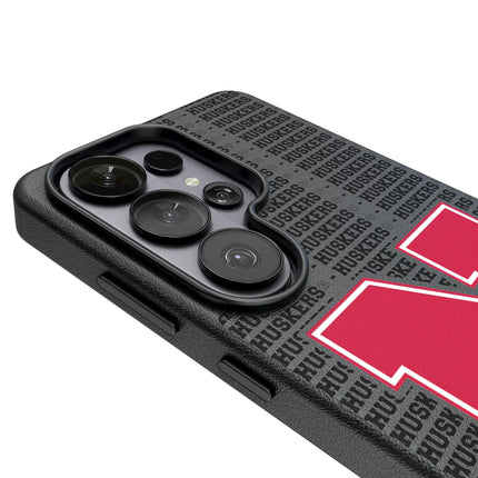 University of Nebraska Huskers Block N Text Backdrop MagSafe Compatible Phone Case for Samsung Galaxy