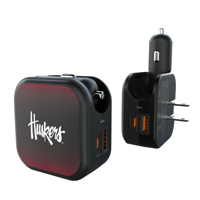 University of Nebraska Huskers Linen 2 in 1 USB A/C Charger