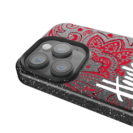University of Nebraska Huskers Paisley Black Bling Phone Case for Apple iPhone