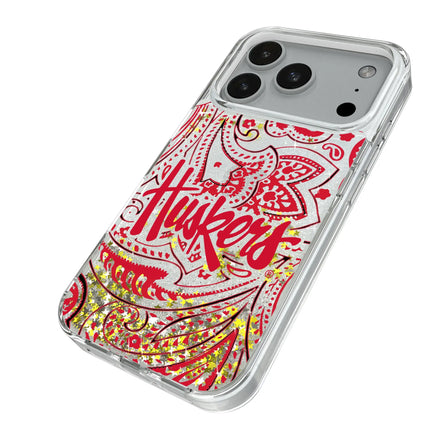 University of Nebraska Huskers Paisley Glitter Phone Case for Apple iPhone