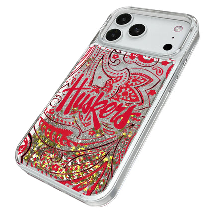 University of Nebraska Huskers Paisley Glitter Phone Case for Apple iPhone