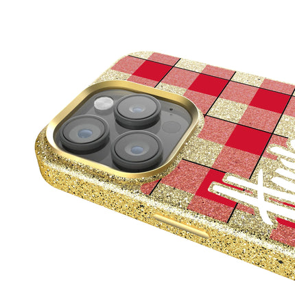 University of Nebraska Huskers Plaid Bling Phone Case for Apple iPhone