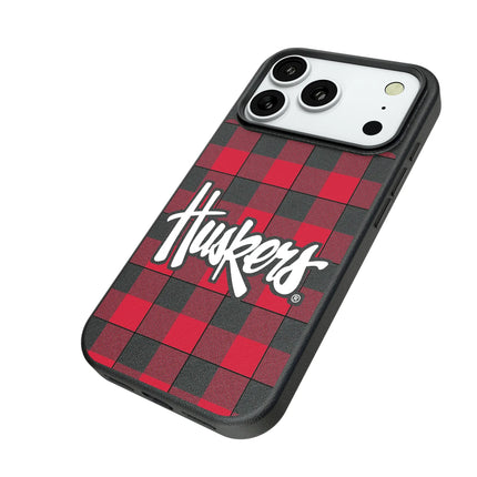 University of Nebraska Huskers Plaid MagSafe Compatible Phone Case for Apple iPhone