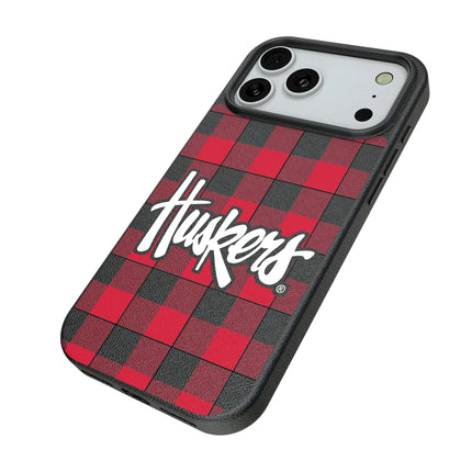 University of Nebraska Huskers Plaid MagSafe Compatible Phone Case for Apple iPhone