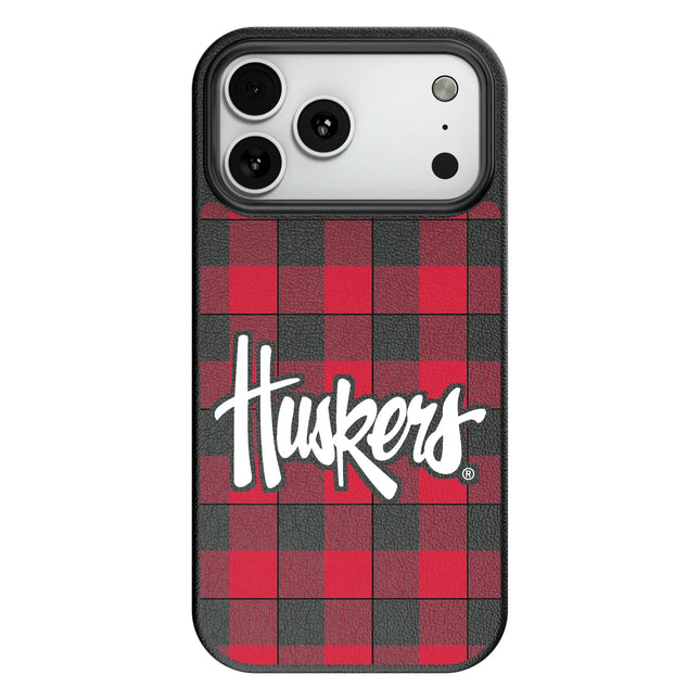 University of Nebraska Huskers Plaid MagSafe Compatible Phone Case for Apple iPhone