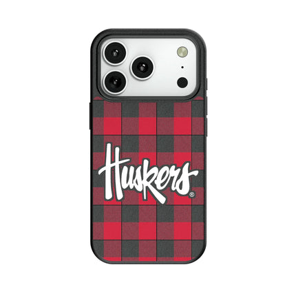 University of Nebraska Huskers Plaid MagSafe Compatible Phone Case for Apple iPhone