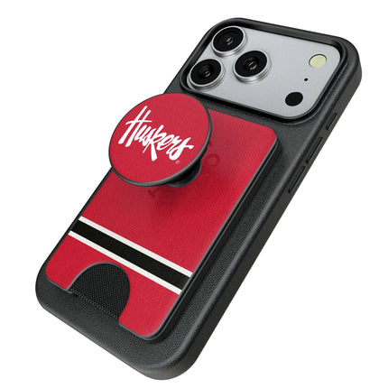 University of Nebraska Huskers Stripe PopSockets MagSafe-Compatible PopWallet+