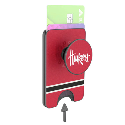 University of Nebraska Huskers Stripe PopSockets MagSafe-Compatible PopWallet+